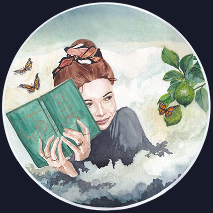 Illustration de la carte Maison III de l’oracle de rituels lunaires avec les huiles essentielles, par Julie Vigneron