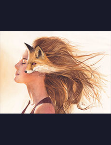 Portrait femme couleur animal totem renard