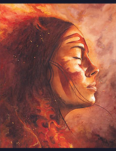 Portrait femme couleur feu