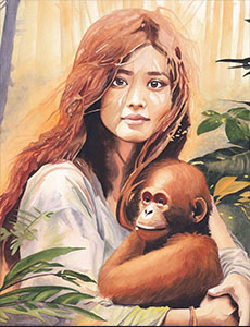 Portrait femme couleur orang outan