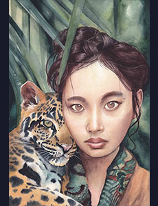 Portrait femme couleur panthère nébuleuse