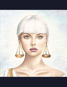 Portrait femme couleur signe astrologique balance