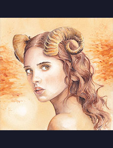 Portrait femme couleur signe astrologique bélier