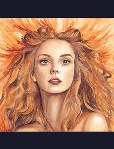 Portrait femme couleur signe astrologique lion