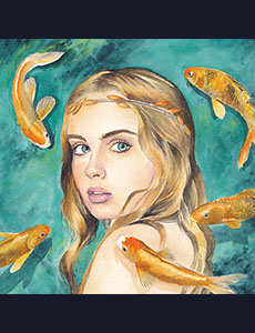 Portrait femme couleur signe astrologique poisson