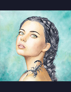 Portrait femme couleur signe astrologique scorpion