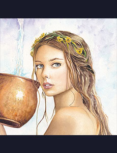 Portrait femme couleur signe astrologique verseau