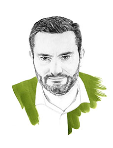 Portrait homme monochrome fond vert