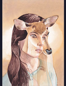 Portrait jeune fille couleur animal totem biche