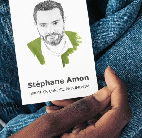 Photo de carte de visite avec un portrait corporate peint à l'aquarelle