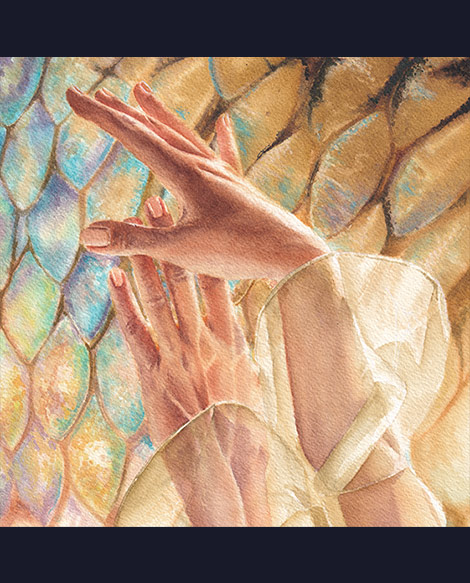 aquarelle-mains-ecailles-beige-bleu-julie-vigneron