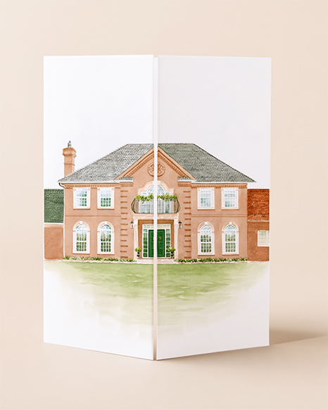 Votre maison peinte à l'aquarelle sur un faire part pour vos fêtes familiales, mariages, anniversaires.